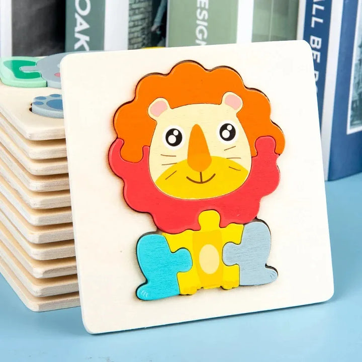 Montessori wooden animal puzzle, colorful pieces, educational toddler toy, preschool learning jigsaw for kids