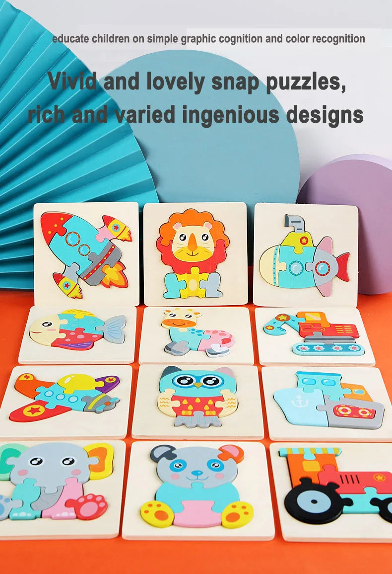 Close-up of a child grasping a Montessori wooden animal puzzle piece, educational fine motor skill toy