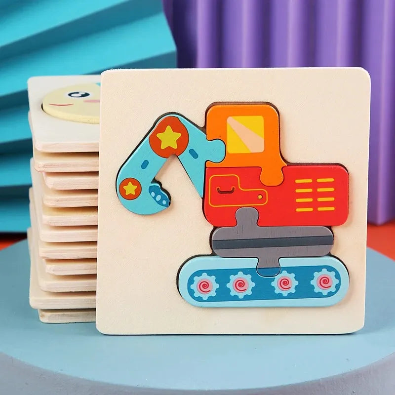 Unisex Montessori wooden animal puzzle with various animal shapes, cognitive development toy for toddlers