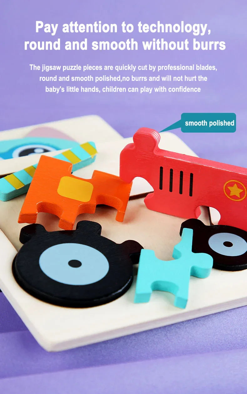 Unisex Montessori wooden animal puzzle showcasing an owl, perfect educational toy for toddlers and kids