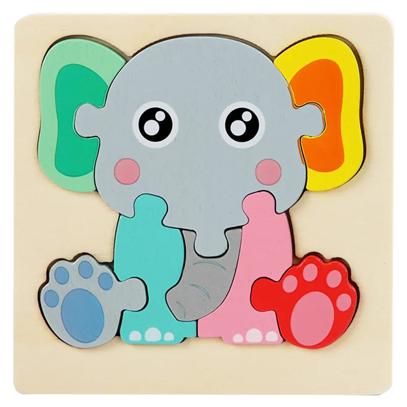 Full set of Montessori wooden animal puzzle pieces, colorful preschool learning toy for cognitive development