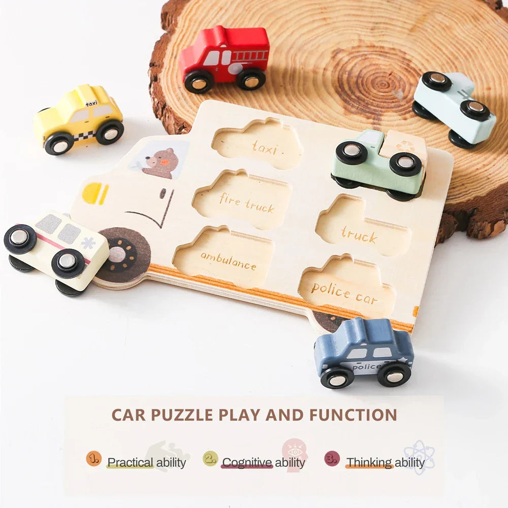 Colorful wooden puzzle showcasing farm animals, a Montessori toy for toddlers