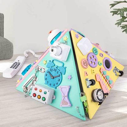 Educational wooden busy pyramid for toddlers, montessori toy promoting fine motor skills & early learning