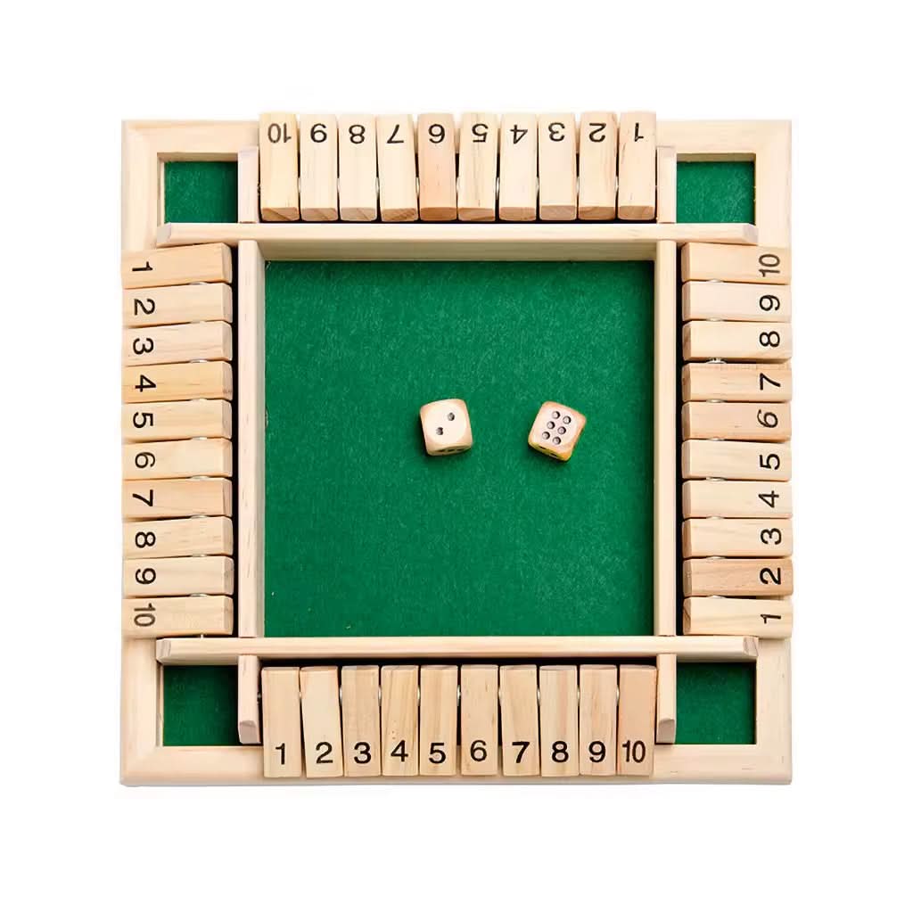 Close-up of wooden dice for Montessori math game, boosting kids' number skills & concentration. Early learning toy.