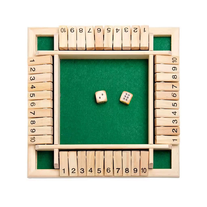 Close-up of wooden dice for Montessori math game, boosting kids' number skills & concentration. Early learning toy.