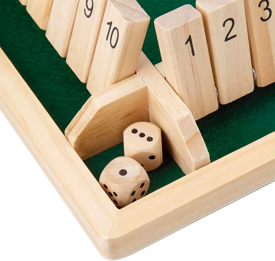 Child engaged with Montessori wooden dice game, enhancing logic & cognitive development. Fun educational preschool toy.