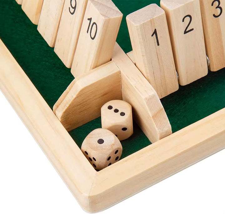Child engaged with Montessori wooden dice game, enhancing logic & cognitive development. Fun educational preschool toy.