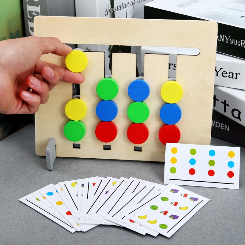 Colorful wooden fruit sorting puzzle, Montessori educational toy for preschool logic learning