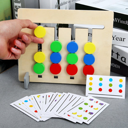 Colorful wooden fruit sorting puzzle, Montessori educational toy for preschool logic learning