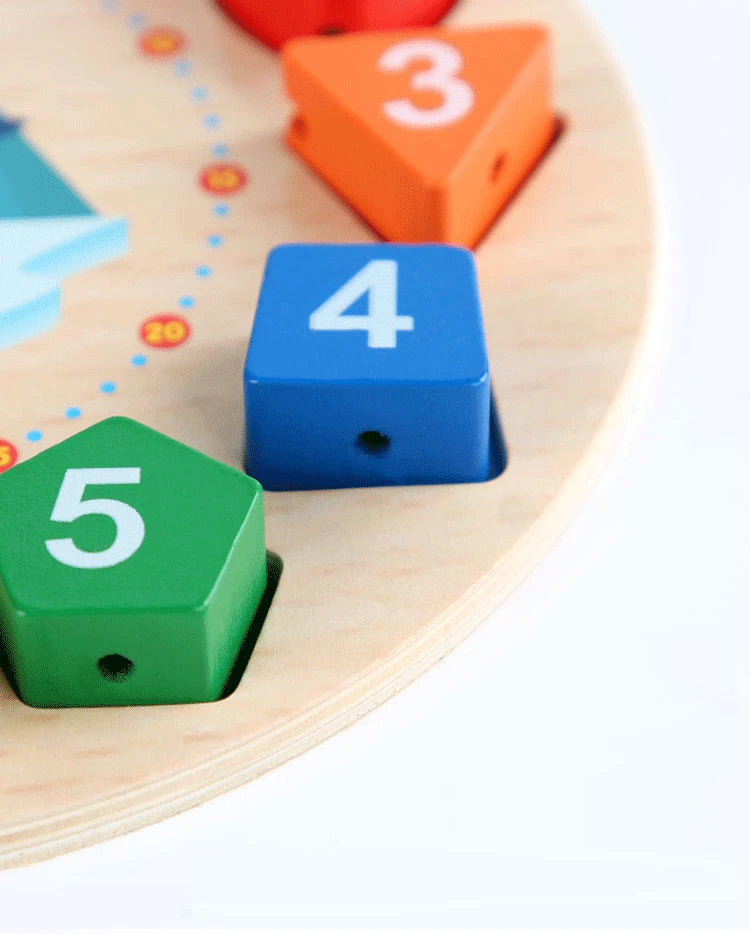 Developmental wooden toy for toddlers, educational learning puzzle, orange and natural colors