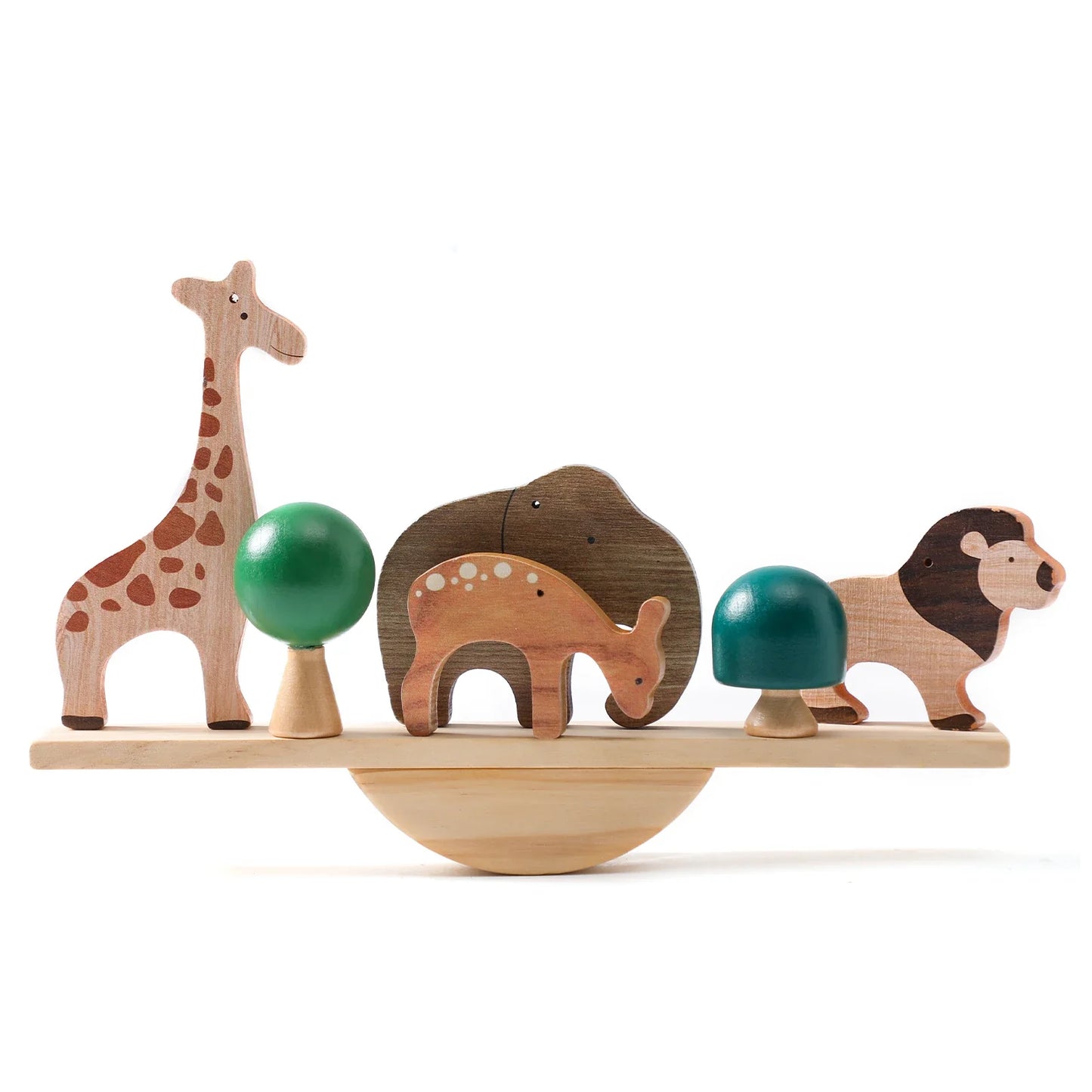 Baby toy: Animal-themed wooden balancing seesaw, promoting fine motor and problem-solving skills