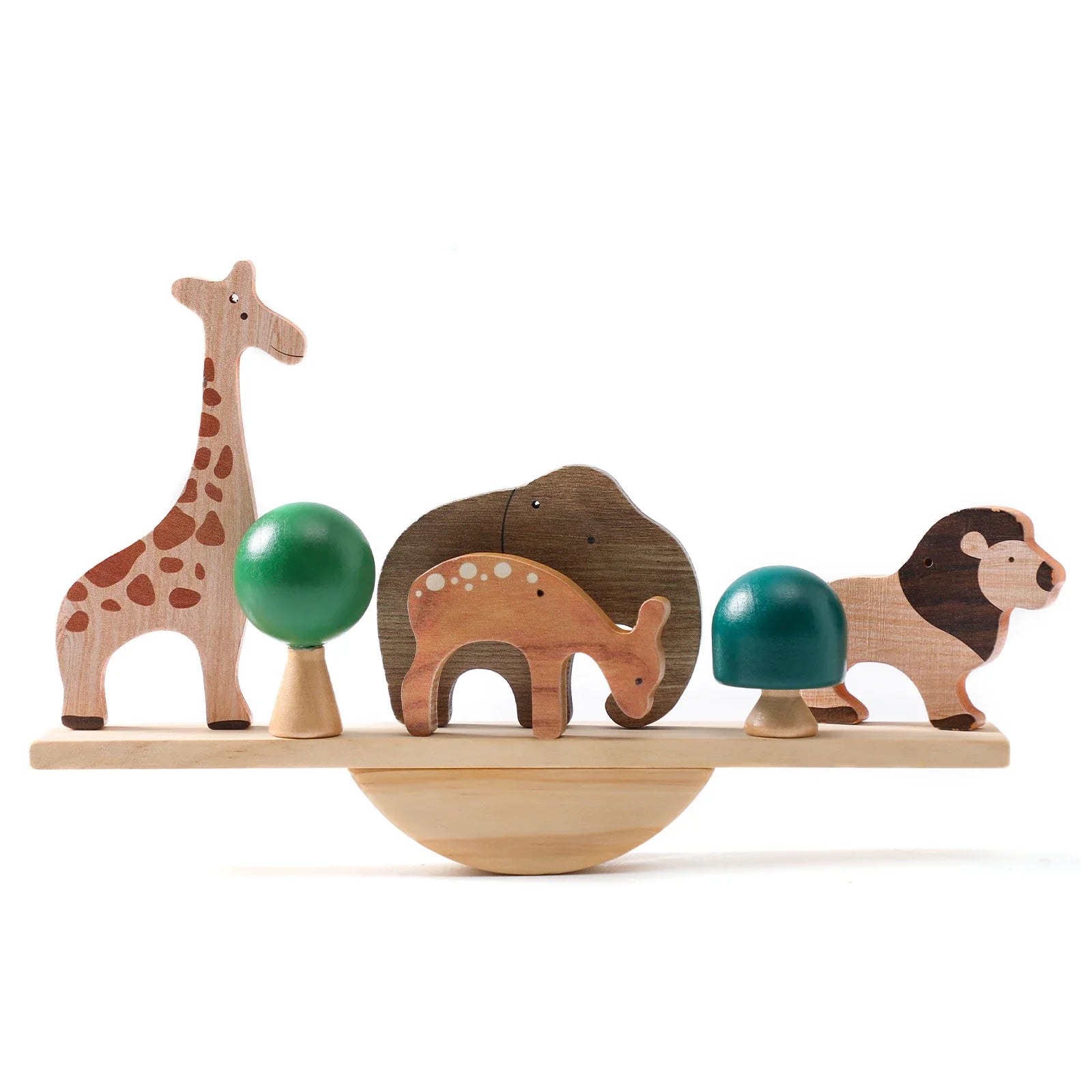 Baby toy: Animal-themed wooden balancing seesaw, promoting fine motor and problem-solving skills
