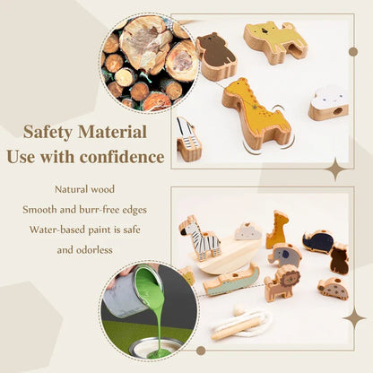 Baby animal threading seesaw toy, vibrant colors, enhances fine motor skills and hand-eye coordination