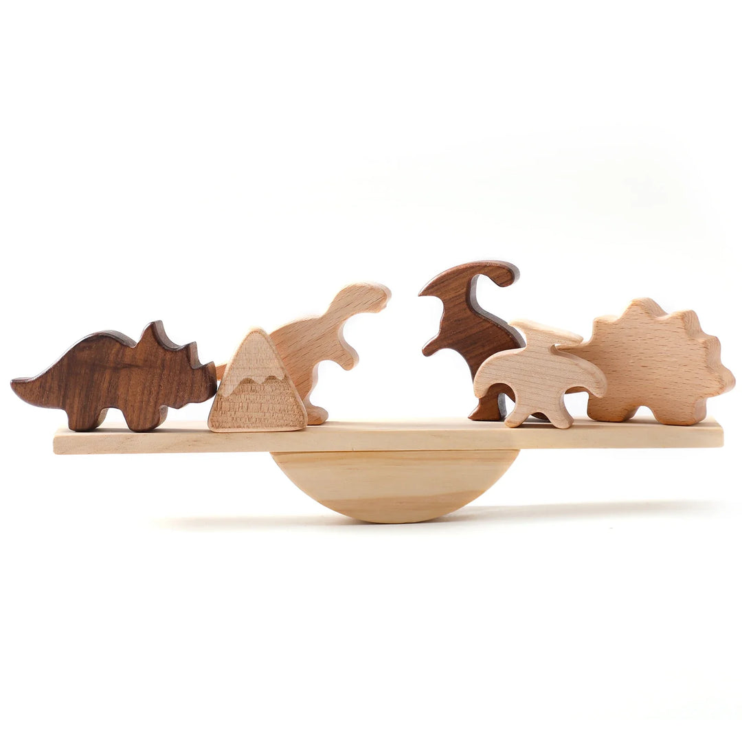 Colorful wooden animal threading seesaw, perfect for developing early learning skills in toddlers