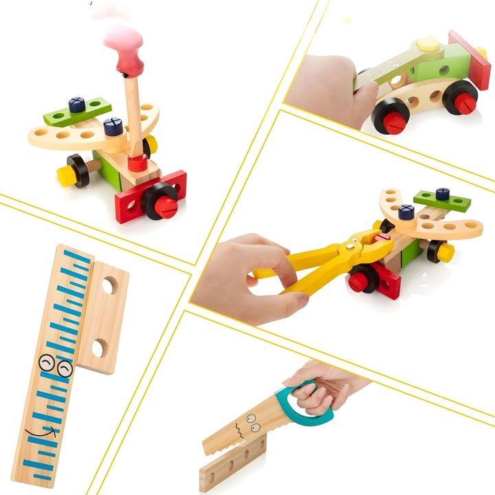 Engaging Montessori wooden tool toy; ideal gift for kids to build, create, & enhance toddler activities.