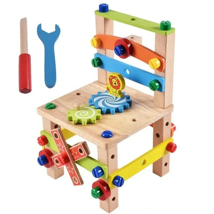 Sturdy wooden Montessori tool kit, perfect for educational play & developing children's early cognitive skills.