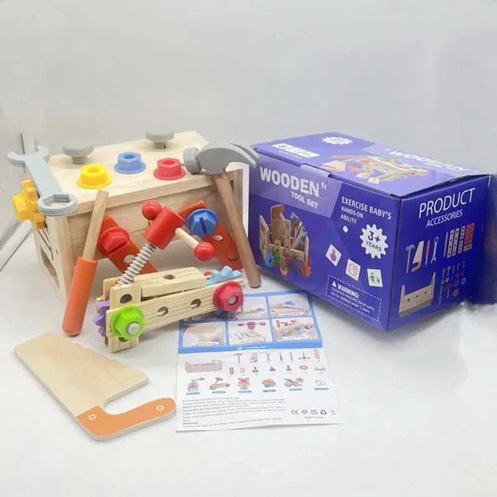 Creative learning wooden tool toy for toddlers & preschool kids; develops early motor skills & cognitive abilities.