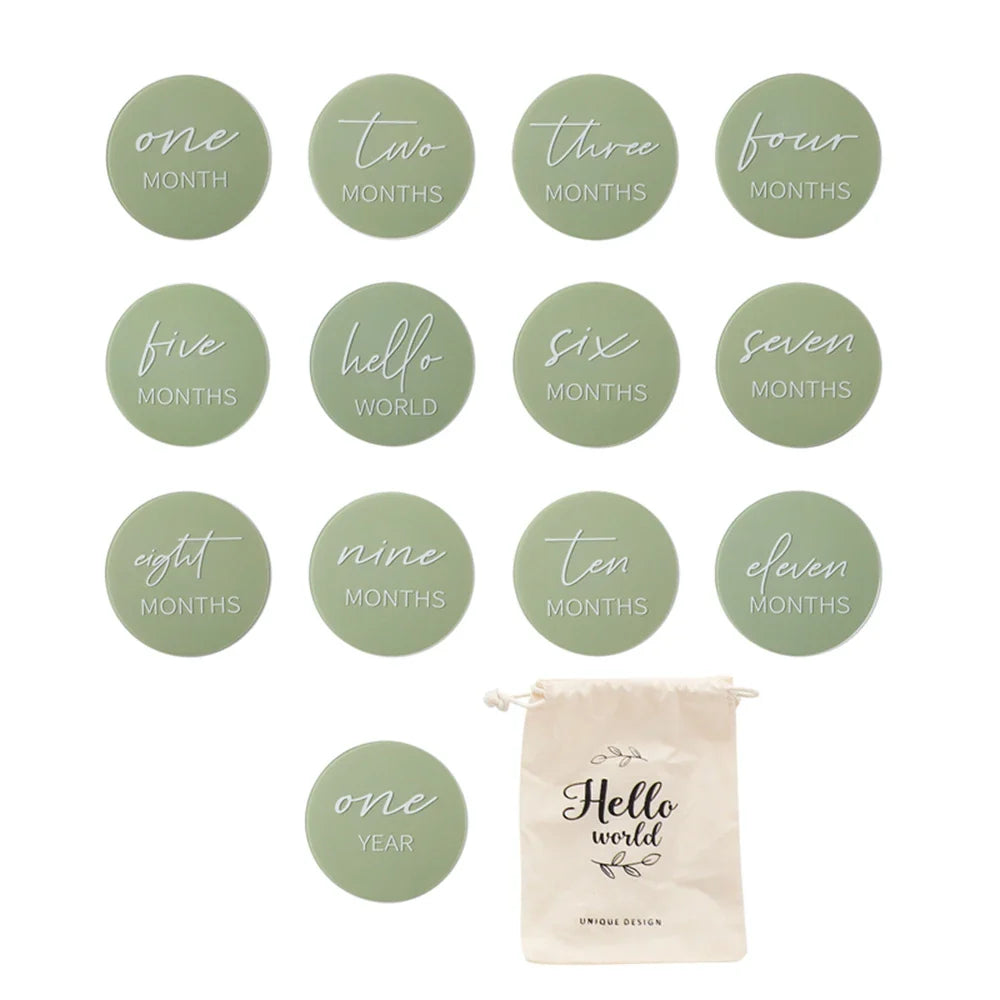 Chic acrylic monthly baby milestone card set, a beautiful keepsake for infant photos