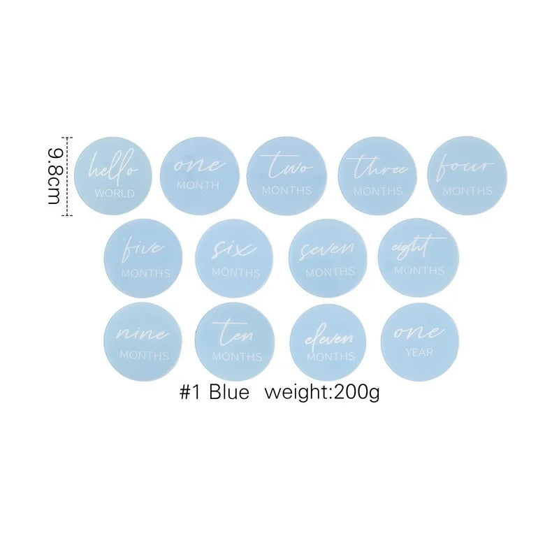 Giftable 13-piece acrylic baby milestone card set, ideal for newborn photo sessions