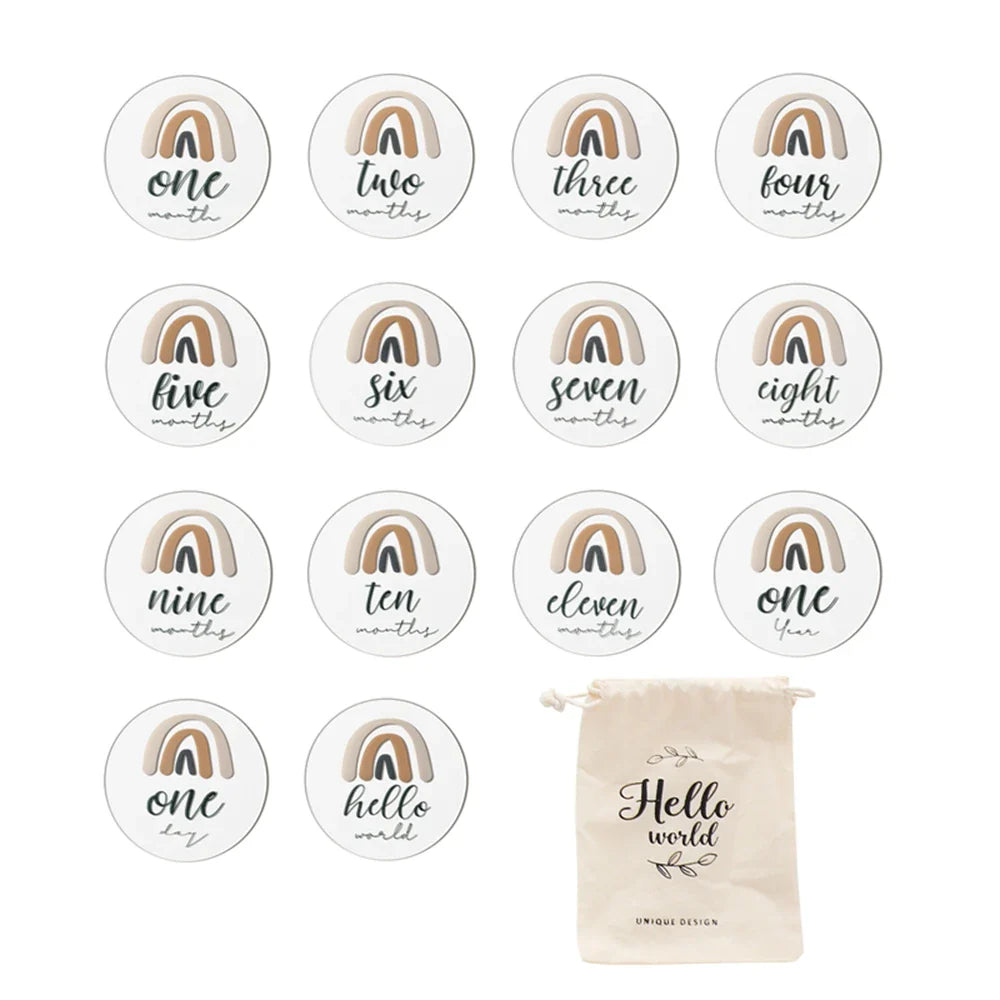 13 piece acrylic monthly milestone cards for infants, perfect baby shower gift idea