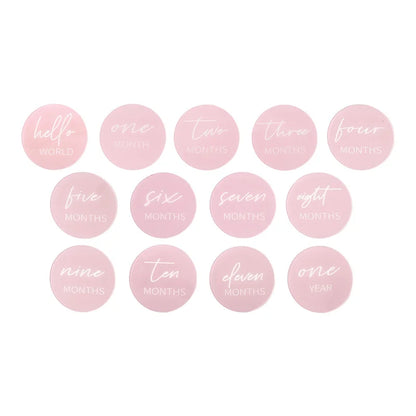 Baby milestone cards in acrylic, designed for capturing monthly growth and newborn memories