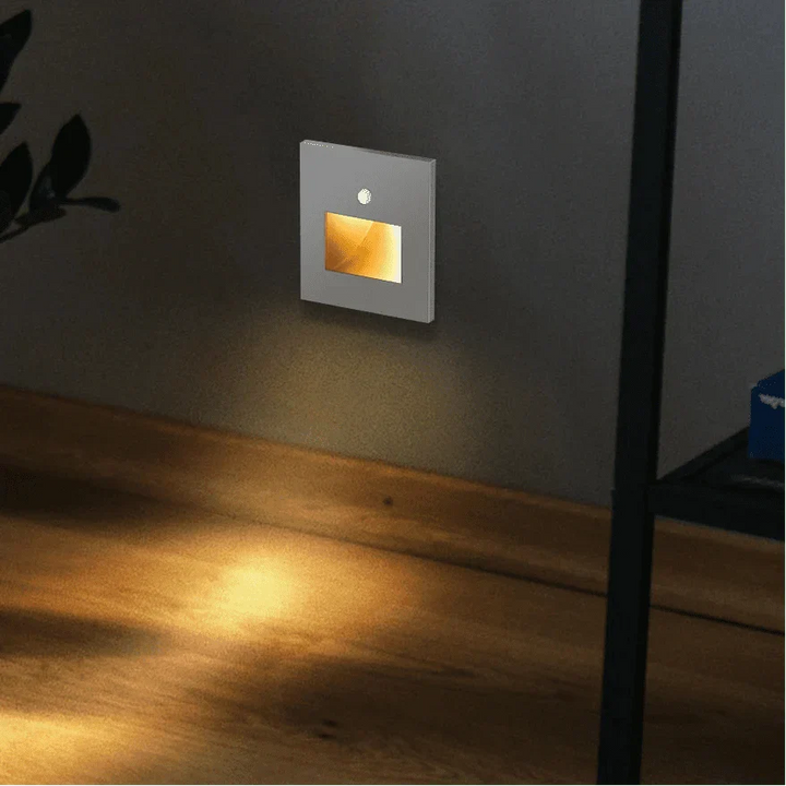 Smart LED light strip for stairs, sensing motion; perfect for modern home decor.