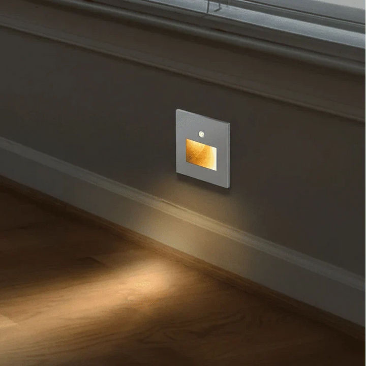 Energy-efficient LED stair light, smart motion-activated for dark hallways.