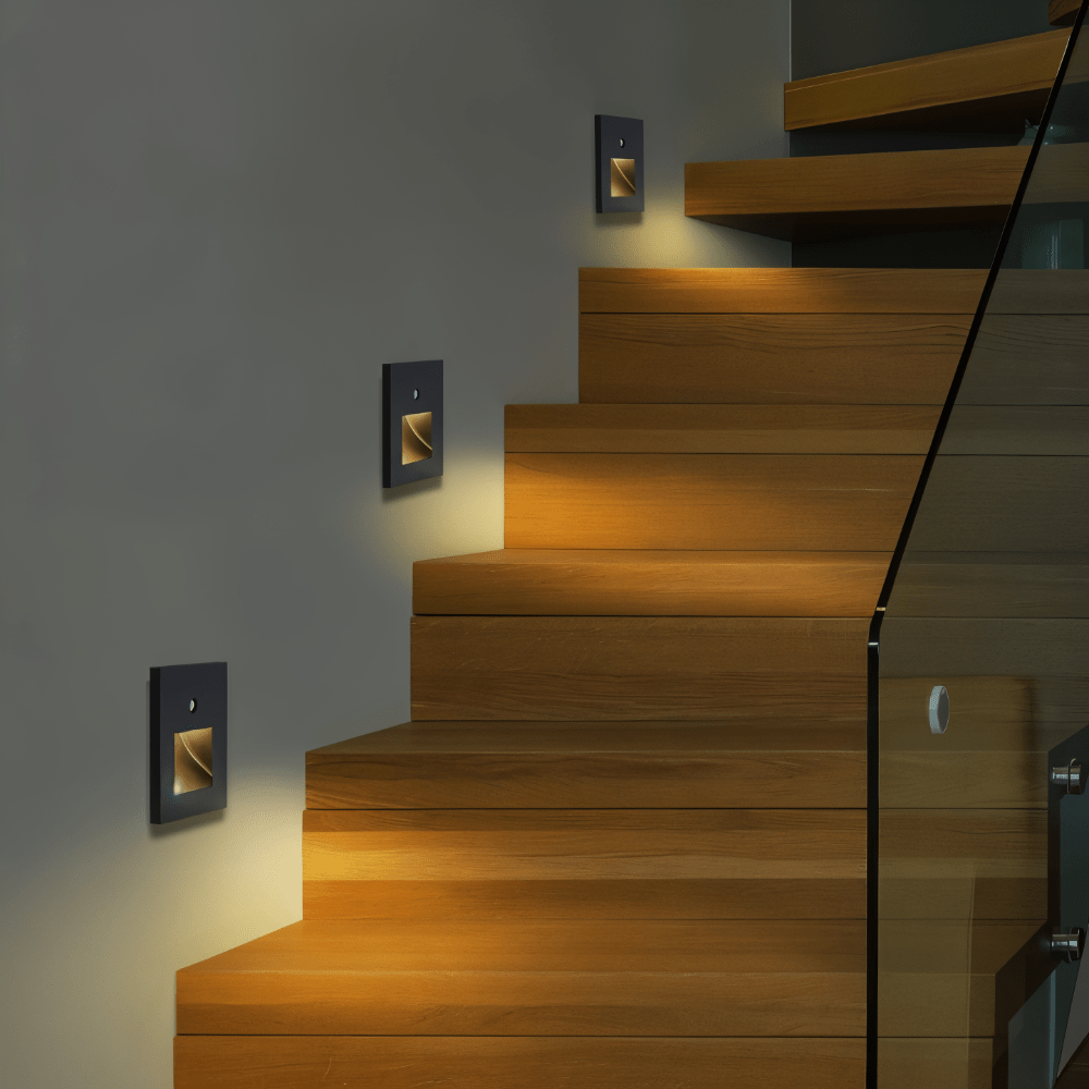 Modern smart home LED light, motion-sensing, ideal for stairs and corridors.