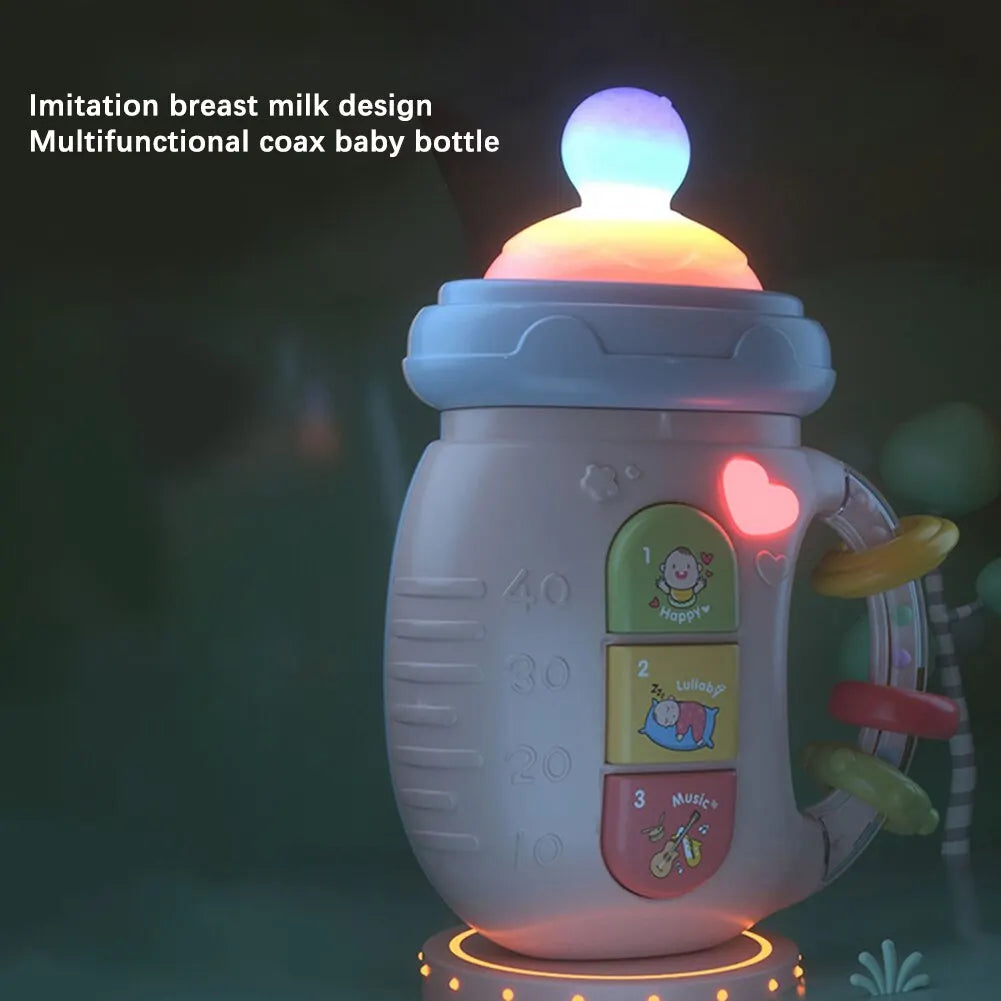Infant care product: musical pacifier feeding bottle with night light, perfect for baby soothing.