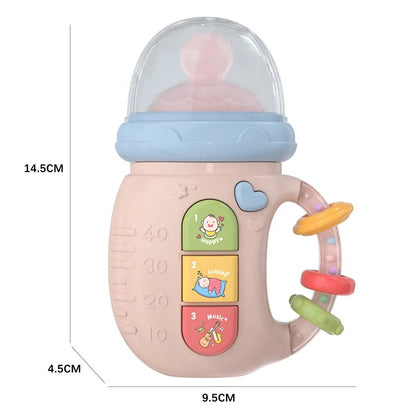 Multifunctional baby pacifier bottle featuring music, a night light, and soft silicone nipple.