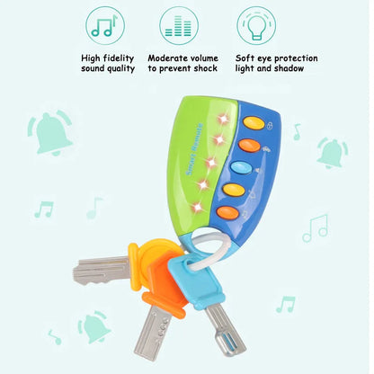 Unisex musical baby toy shaped like car keys, with flashing lights and cheerful music