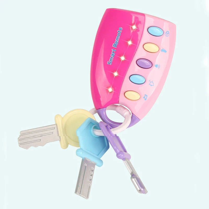 Cartoon car key toy with music, lights, and easy-to-press buttons for young children