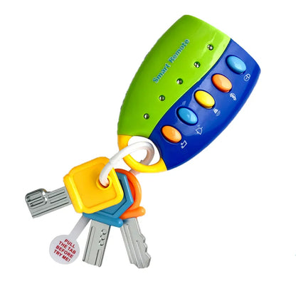 Unisex infant car key toy, musical and educational, features cartoon character top