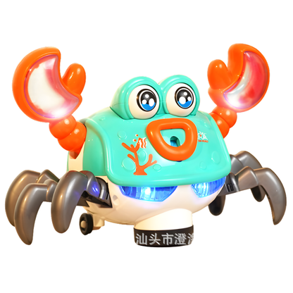 Baby sensory toy: crawling crab with engaging music and colorful lights for interactive play