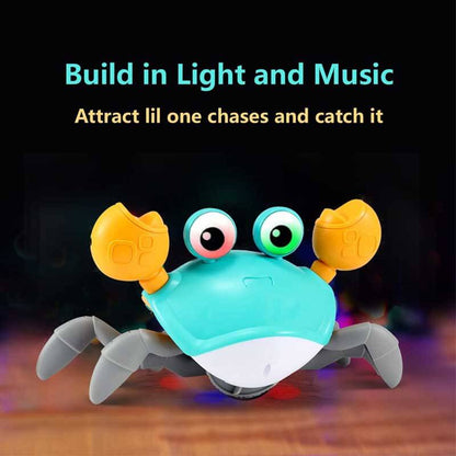 Fun crawling crab toy with music for toddler play and baby activity