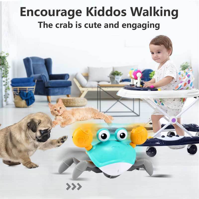 Vibrant crawling crab, a musical toy perfect for baby's developmental play