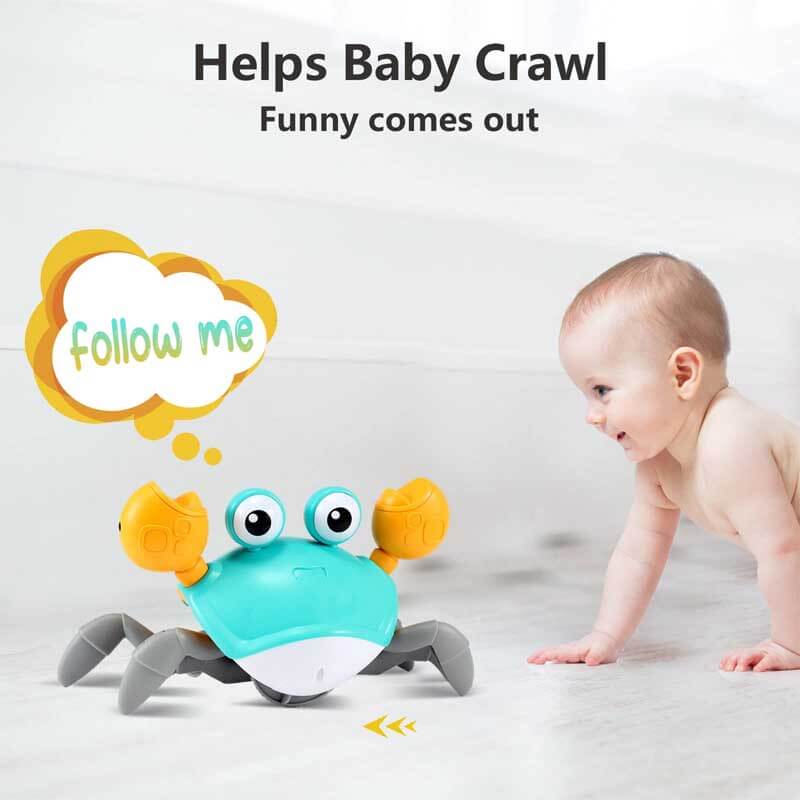 Gift for baby: a musical crawling crab toy for tummy time and activity
