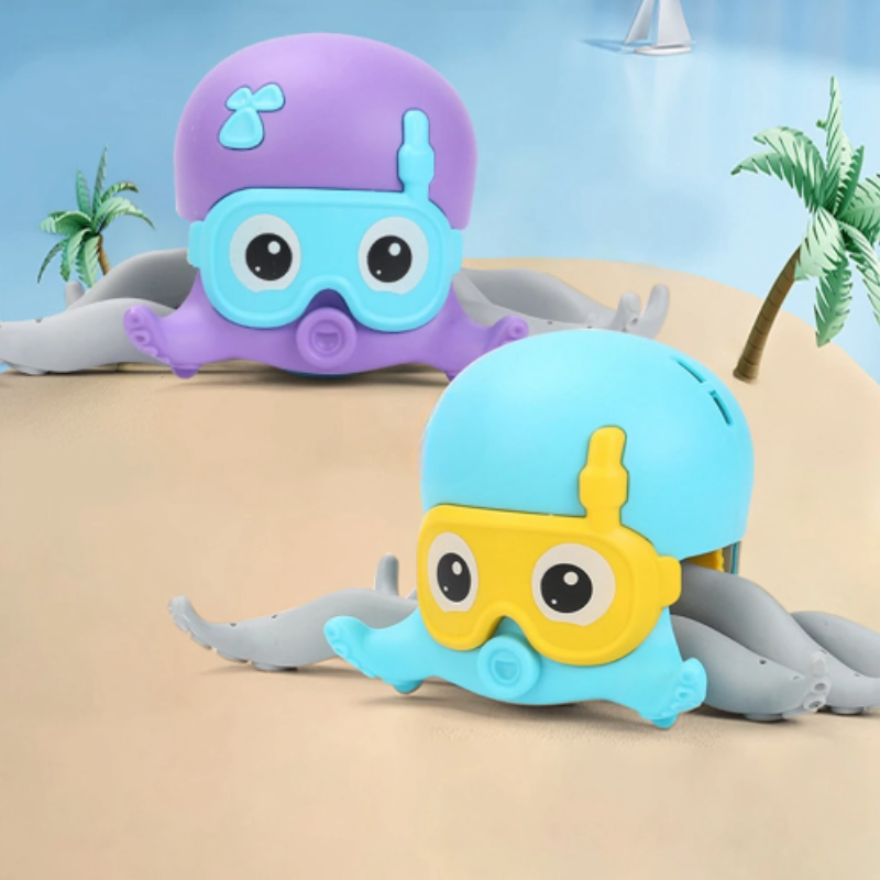 Musical crawling octopus toy for babies, developing motor skills during tummy time play