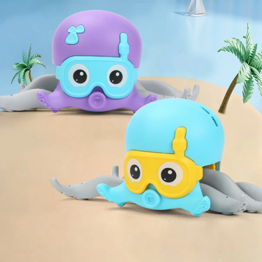 Musical crawling octopus toy for babies, developing motor skills during tummy time play