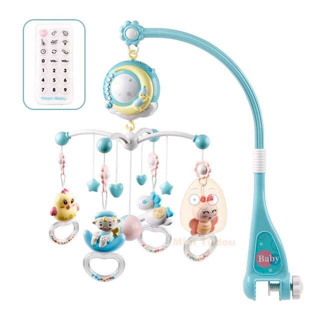 Multi-functional baby mobile with projector, music, and rattles, a complete infant entertainment system