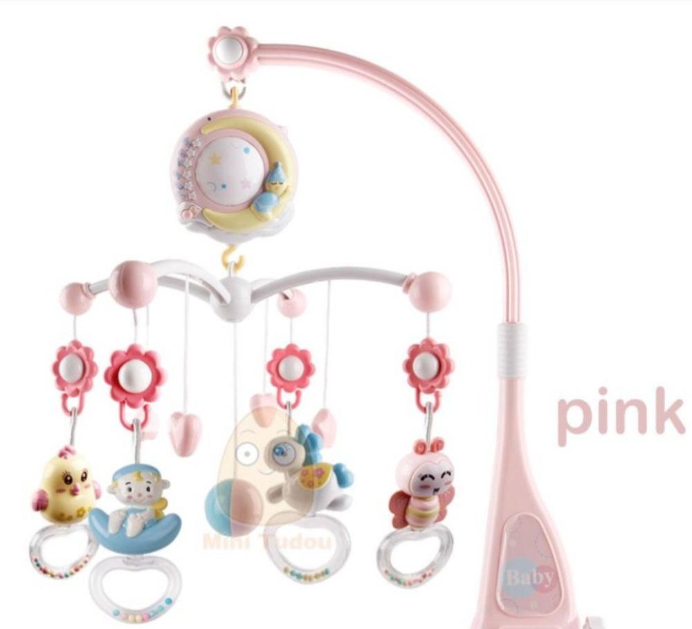 Musical baby mobile with gentle melodies and ceiling projector, ensuring peaceful infant sleep