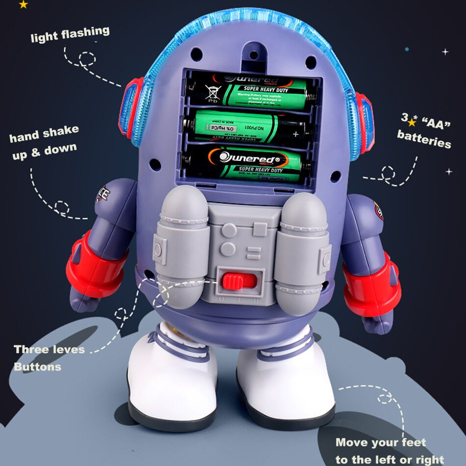 Cute yellow duck toy dressed as an astronaut, plays music and dances for children's entertainment