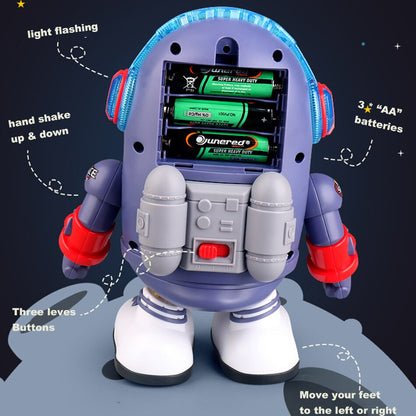 Cute yellow duck toy dressed as an astronaut, plays music and dances for children's entertainment