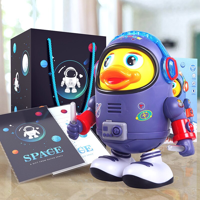 Interactive kids' musical astronaut duck toy, promoting imagination and active play for toddlers