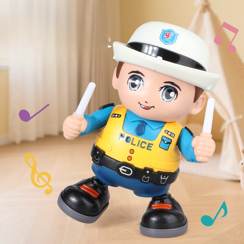 Musical dancing robot toy for kids with flashing lights and sound effects, perfect for toddlers.