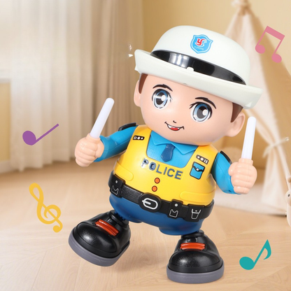 Musical dancing robot toy for kids with flashing lights and sound effects, perfect for toddlers.