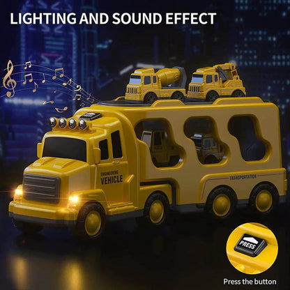 Toddler musical toy car with storage, featuring flashing lights, designed for engaging play experience.