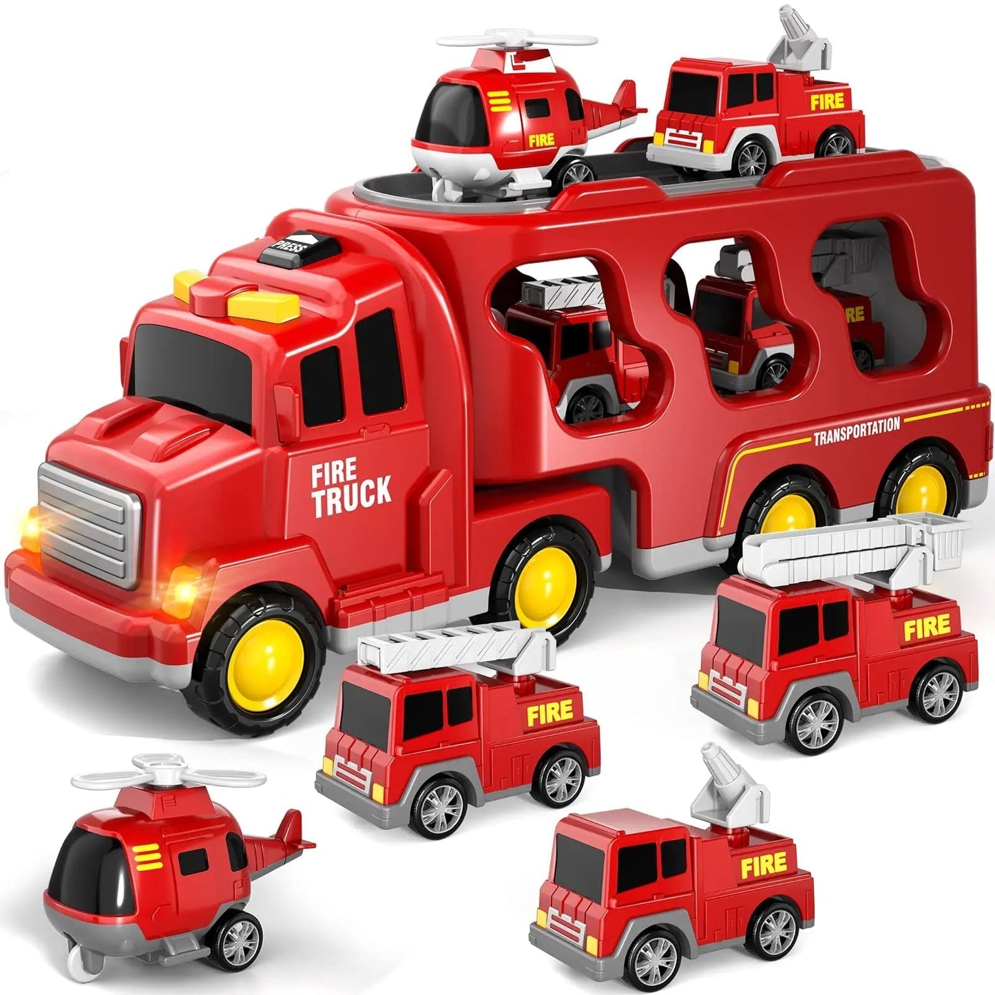 Educational musical toy car with storage, featuring lights, perfect for young kids' imaginative play.