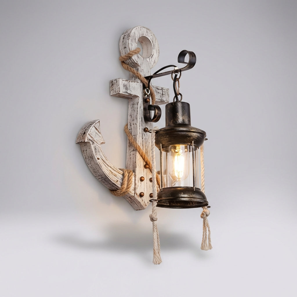 Rustic anchor LED wall sconce from NautiGlow, perfect for farmhouse or nautical living room lighting.