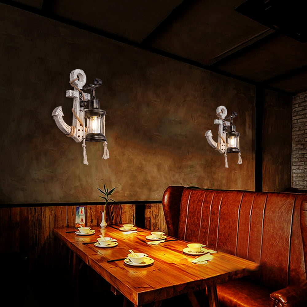 Energy-efficient LED anchor wall sconce light, ideal for bright coastal and nautical home decor.